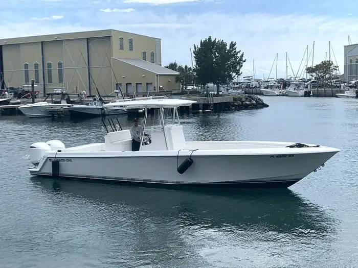 Blue Cowboy – starboard profile view under way in the harbor, Key West FL