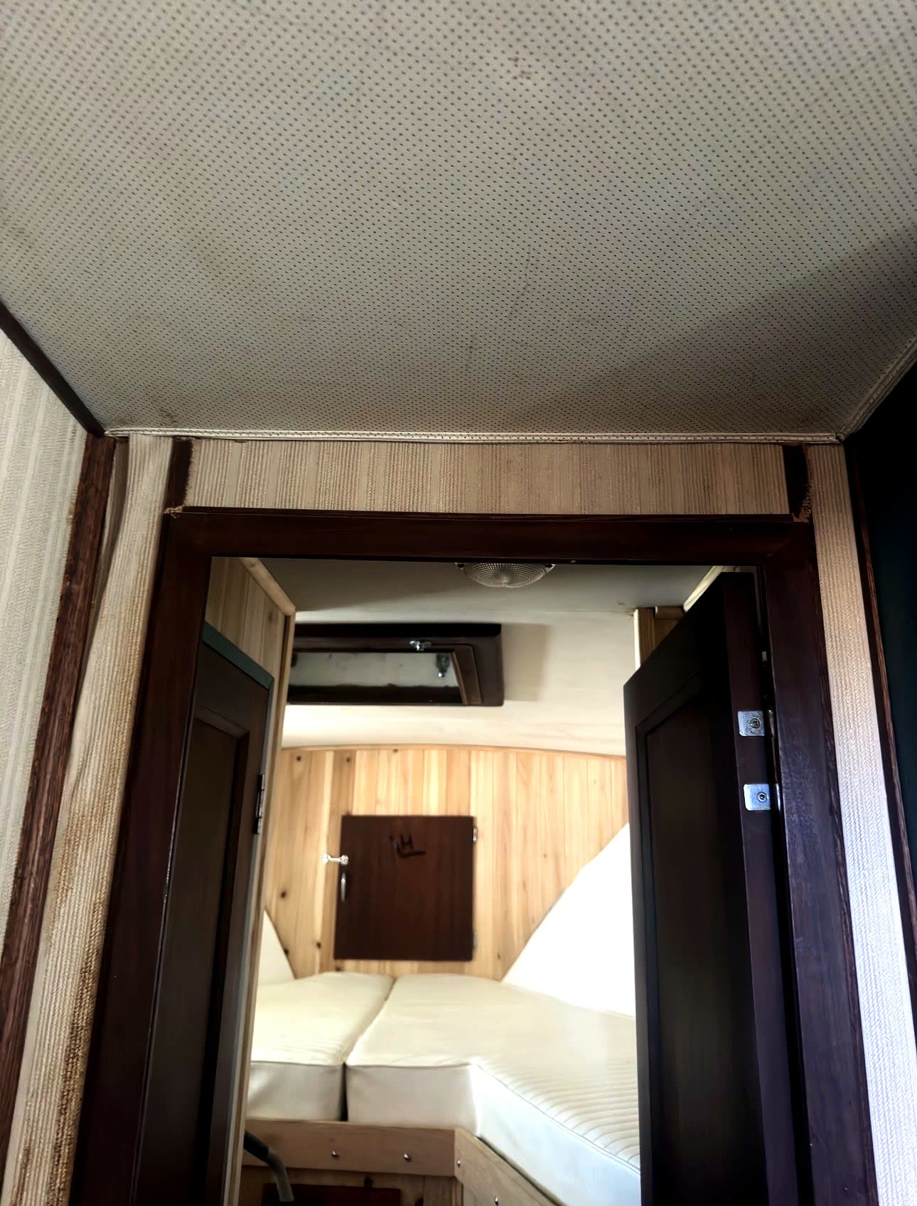 The Sanctuary – forward cabin with V-berth sleeping area