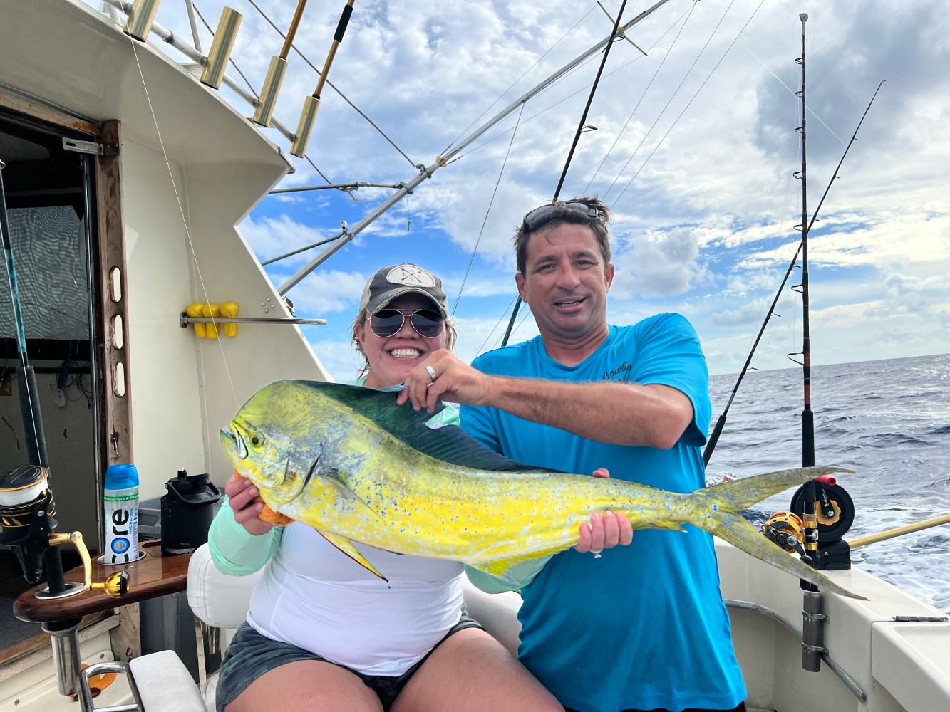 Deep Sea Fishing in Key West= she reeled in a mahi-mahi.