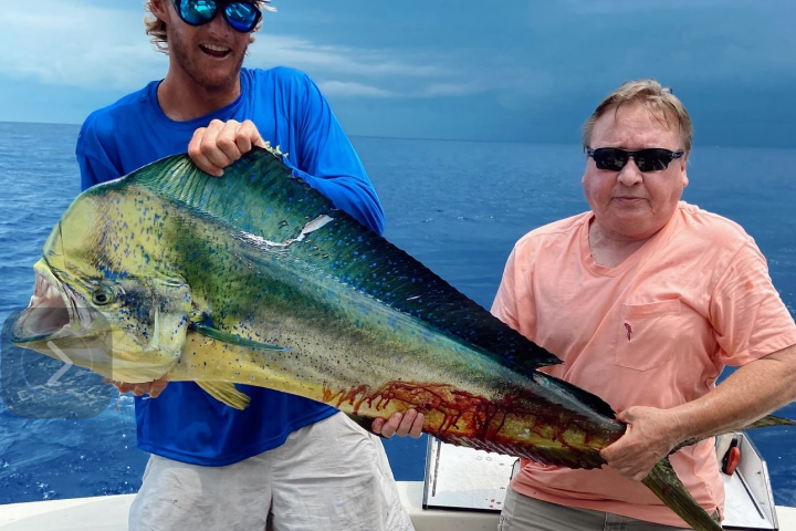 a man holding a fish in the water